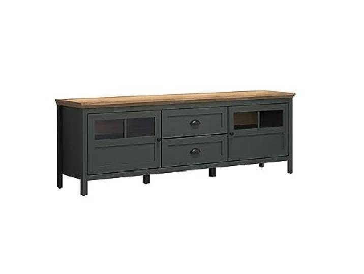 trendteam smart living - Meuble TV Lowboard Meuble TV - Stanton - Taille d'assemblage (LxHxP) 184 x 64 x 45 cm - Couleur Vert pin avec chêne Evoke - 220932204