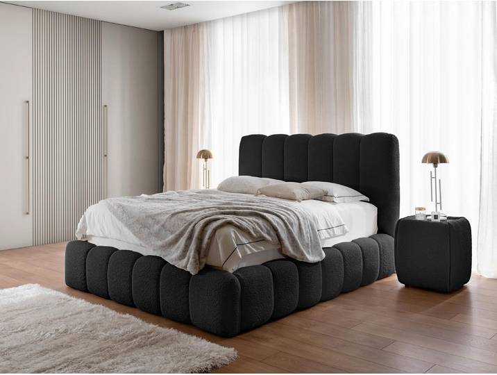 Compleo Polsterbett boucle CONDIS, Wolkenbett, Kopfteilhöhe: 127 cm (exklusives Bett), Nachttische als Option, Bett cloudy, dekorativen Rillen