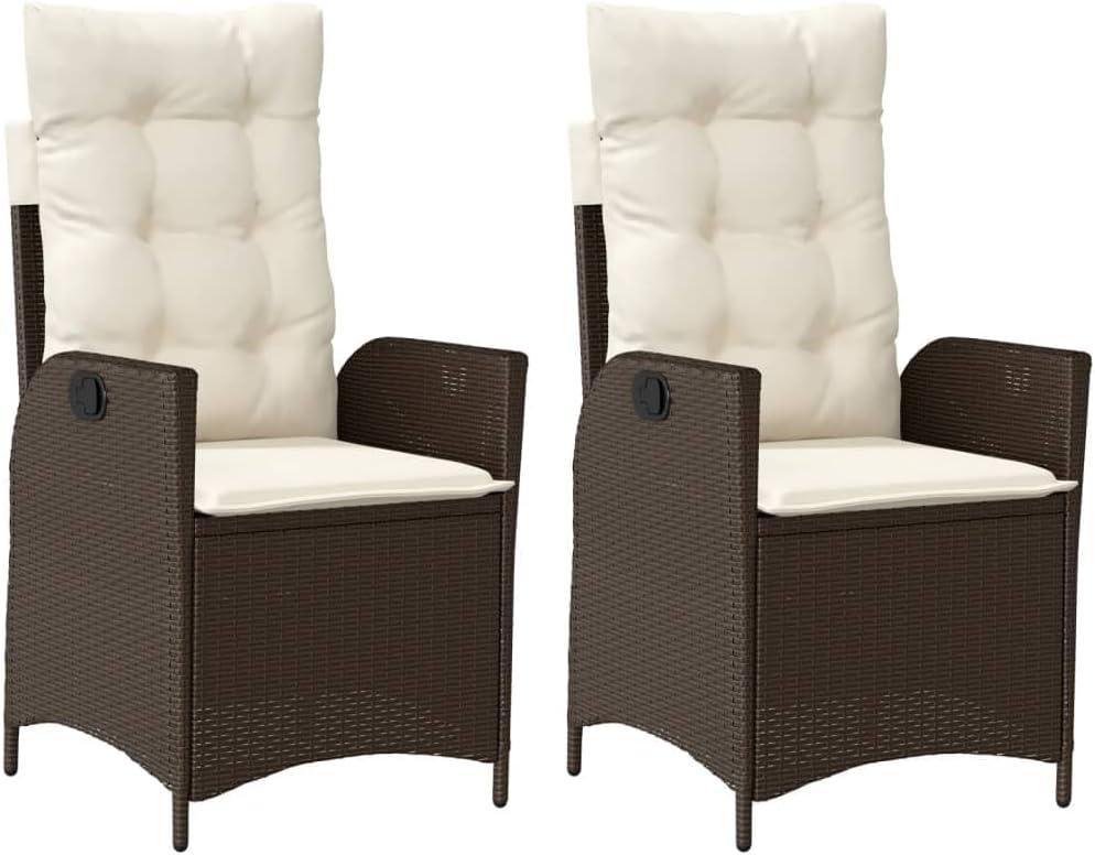 2er-Set Gartensessel aus Poly-Rattan mit verstellbarer Rückenlehne und Kissen