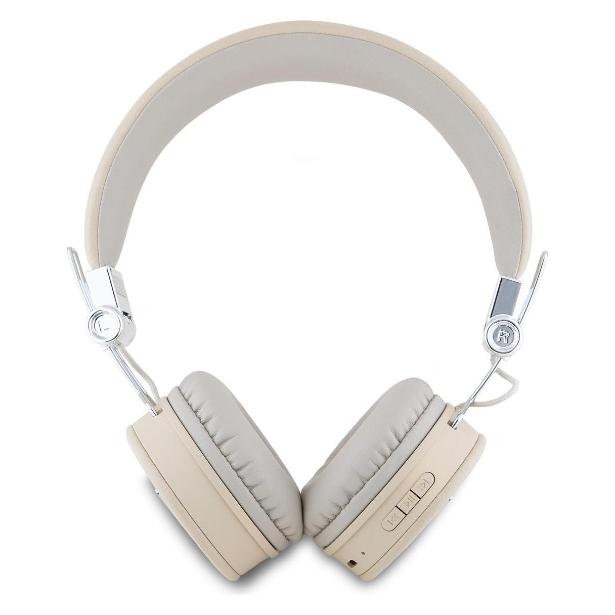 Guess PU Grained Triangle Logo ENC Kabellose Kopfhörer Bluetooth Headset - Beige (32 h, Kabellos) (GUBH70PGTSPSE)