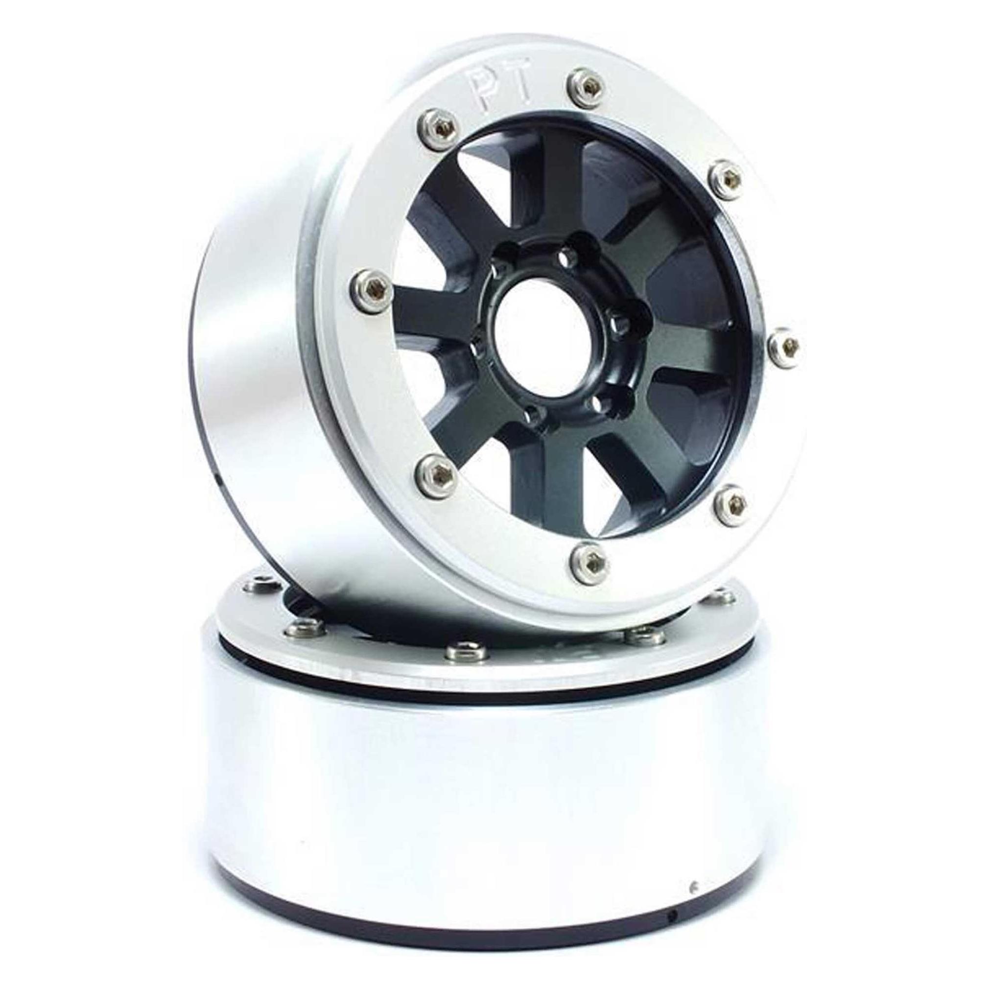 Metsafil beadlock wheels hammer schwarz/silber 1.9 (2 st.) ohne radnabe (MT5040BS)