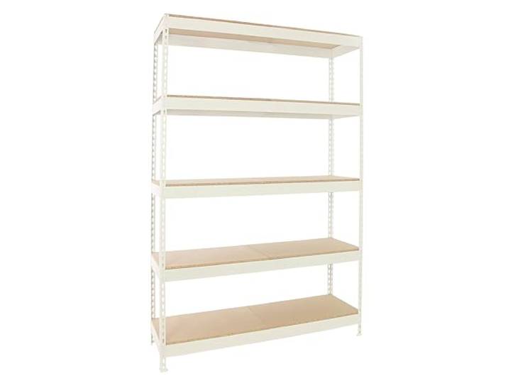 PROREGAL Schwerlastregal EXTREM Wood YETI Five HxBxT 300x120x45cm Fachlast 400kg Weiß Standregal Werkstattregal Lagerregal Kellerregal