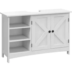 kleankin Waschbeckenschrank Bad Doppeltürenschrank verstellbare Regale 90 x 30 x 60 cm Weiß
