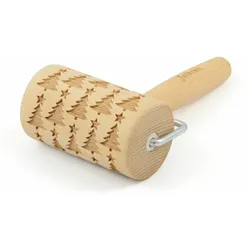 Teigrolle Christbaum, mini, 9.5 cm, Nudelholz, Prägerolle, Muster, Motiv, Rolle, Buchenholz, 330708