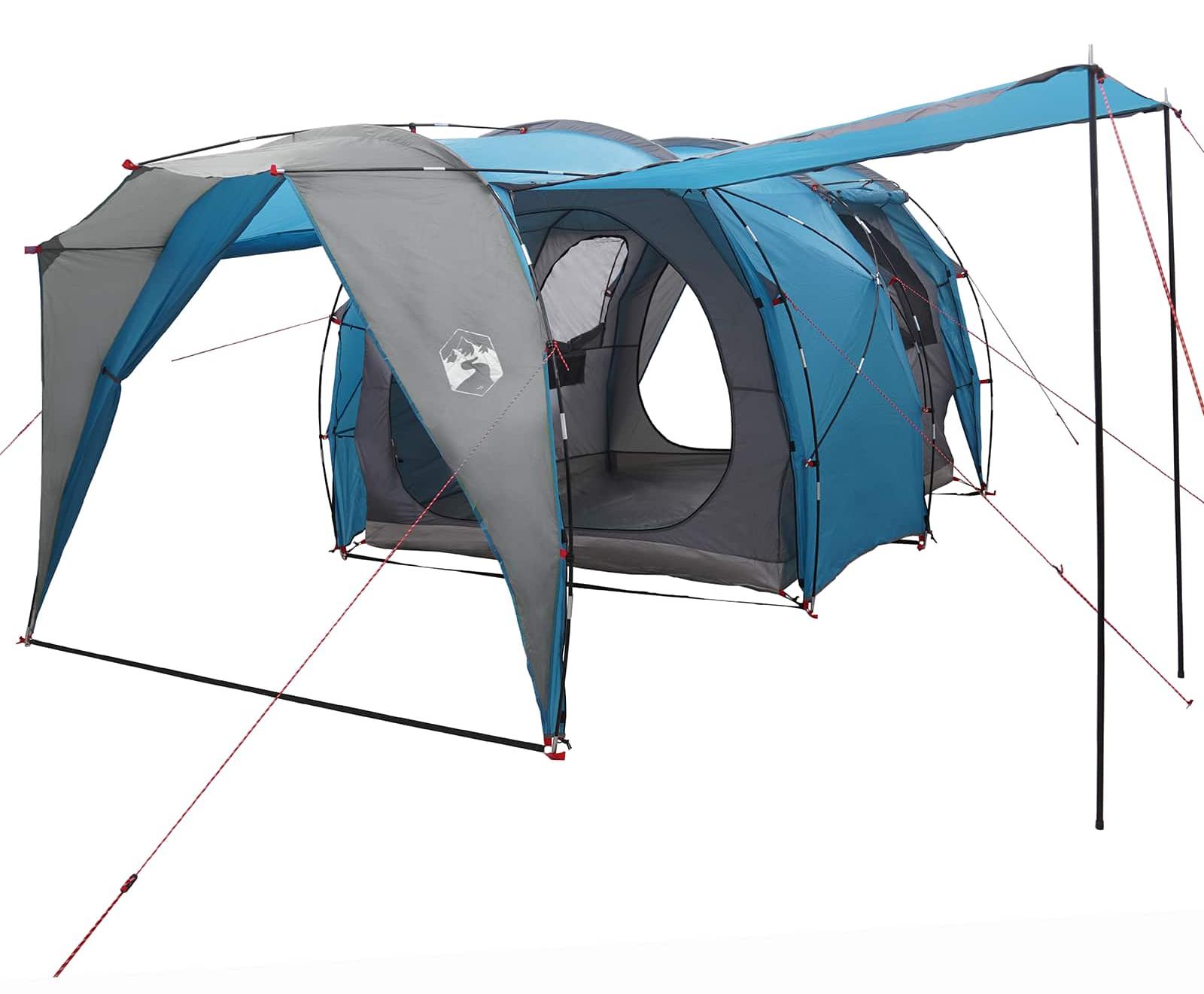Tunnelzelt 6 Personen Blau 185T Polyester mit PolyurethanBeschichtung