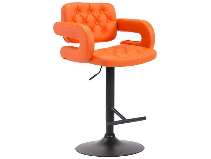 TPFLiving Barhocker Dubai Gestell schwarz Kunstleder - Orange