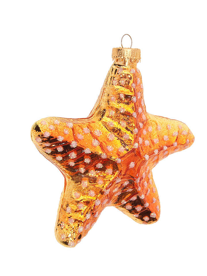Krebs Glas Lauscha Christbaumornament "Seestern" in Gold - (H)11 cm - onesize