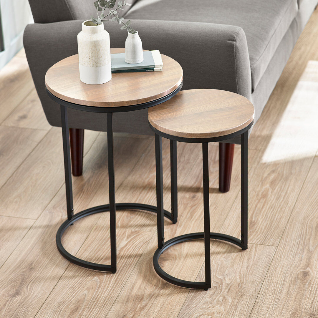 Borough Wharf Aeris Round Nesting Tables Sonoma Oak 40cm W X 40cm D