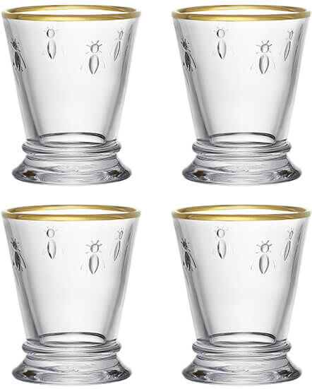 La Rochere Bee Footed Tumbler Gold Rimmed 260ml Set Of 4