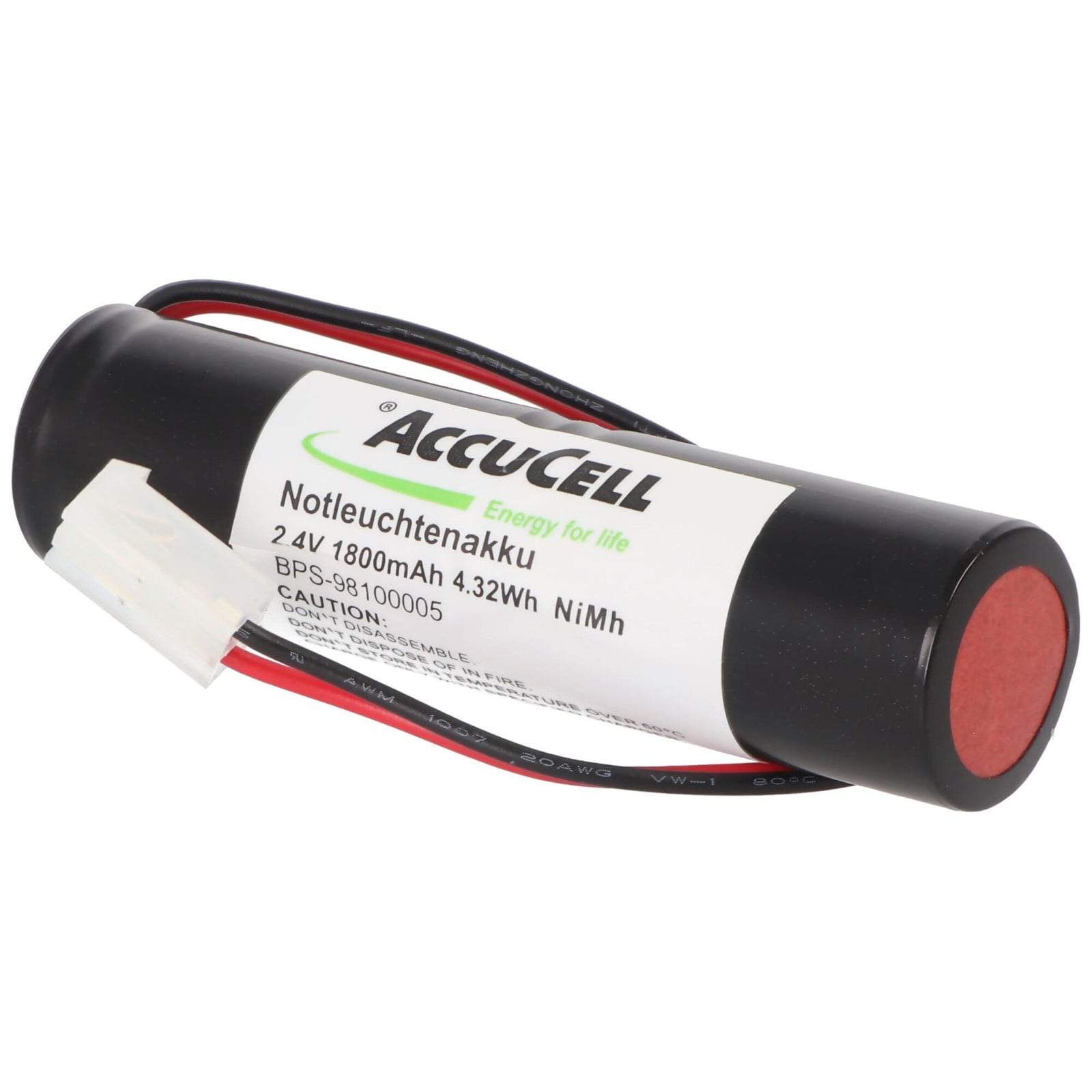 Elubat NiCd 2.4V 1800mAh L1x2 Sub-C Accu met 200mm kabel en CGM2 connector voor noodverlichting