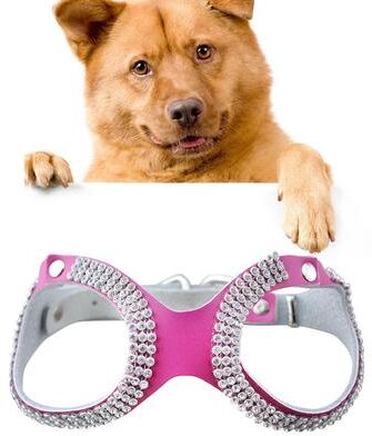 Inspired Deals Breathable Rhinestone Small Dog Harness In Magenta PU Leather magenta