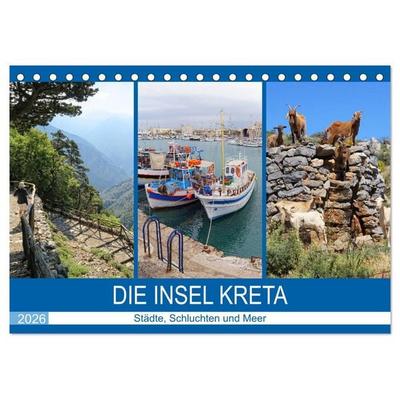 Die Insel Kreta - Städte, Schluchten und Meer (Tischkalender 2026 DIN A5 quer), CALVENDO Monatskalender