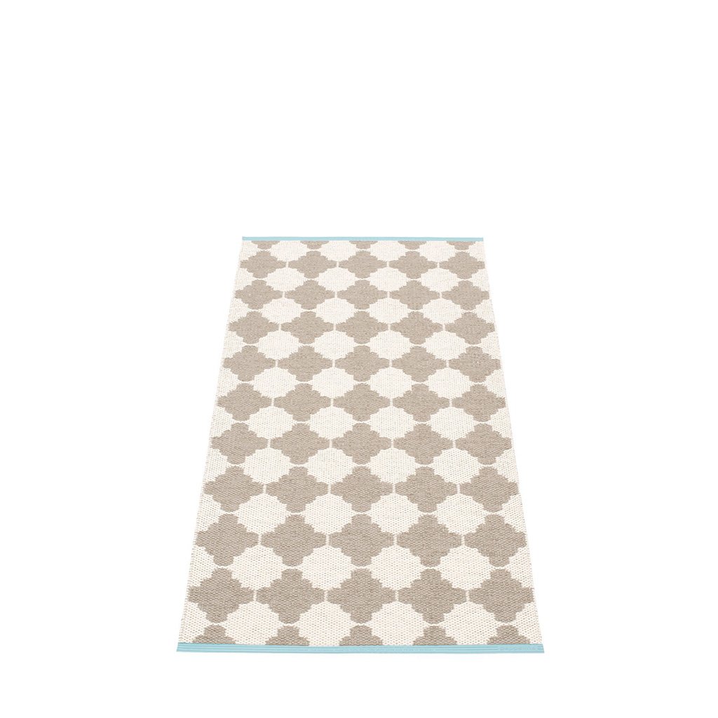 pappelina Marre Outdoor-Teppich - schlammfarben / vanille mit türkiser Kante (70... 70 x 150cm MA6715