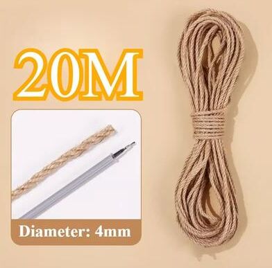 Uplift Treasures Heavy Duty Sisal Rope For Cat Scratching Posts 4mm 20m