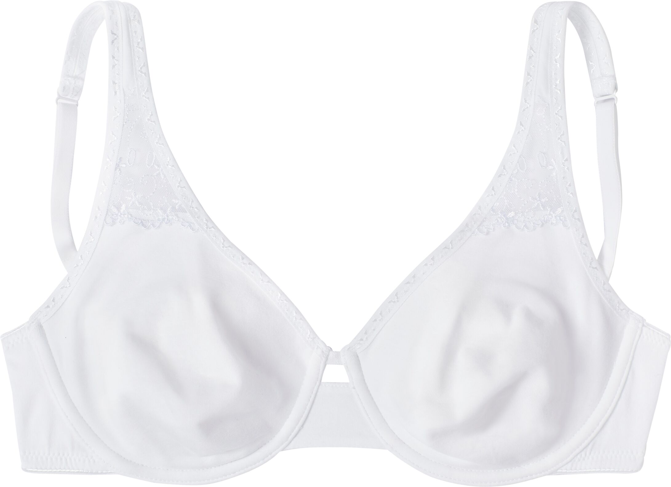 T-Shirt-BH "Baumwoll-BH, BH mit Bügel, Bügel-BH", Damen, Gr. 90, Cup C, schwarz-weiß (weiß, schwarz), Jersey, Obermaterial: 89% Baumwolle, 6% Viskose, 5% Elasthan, PETITE FLEUR BY LASCANA, BHs BH BH-Set Bügel-BH Schalen-BH T-Shirt-BH, aus weicher Baumwoll