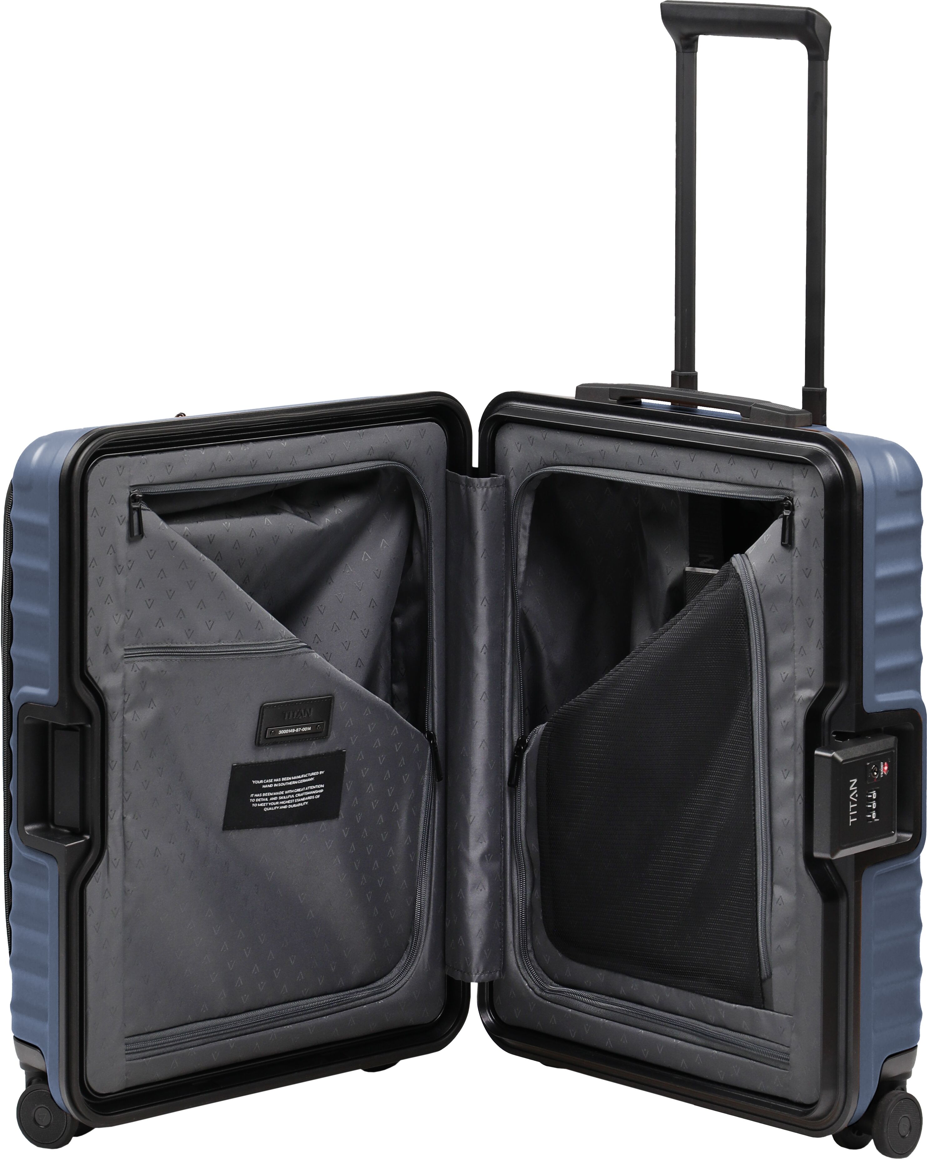 Trolley "OVERSEAS Koffer Hartschale", Damen, Gr. B/H/T: 40cm x 55cm x 23cm 42 l, blau (midnight blau), Polycarbonat, TITAN - MADE IN GERMANY, Koffer Trolley, mit TSA-Rahmenschloss, intelligenter Innenaufteilung