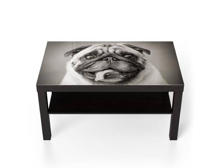 DEQORI Glastisch schwarz groß 90x50 cm Motiv Verspielte Augenblicke ausgefallener Beistelltisch aus Glas Hochglanz Couchtisch fürs Wohnzimmer moderner Couch Tisch mit Design