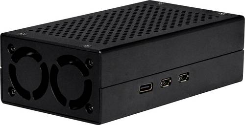 Joy-it ALU CASE for Pi5+M2 HAT / AI Kit SBC-Gehäuse Passend für (Entwicklungskits): Raspberry Pi 5 B inkl. aktiven Kühler Schwarz