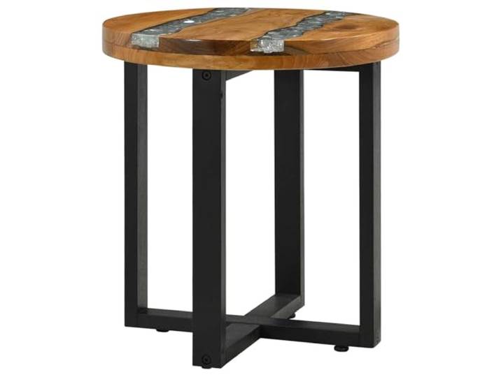 Heofavd Couchtisch Massivholz Teak Beistelltisch Rund Braun 40x40x45 cm