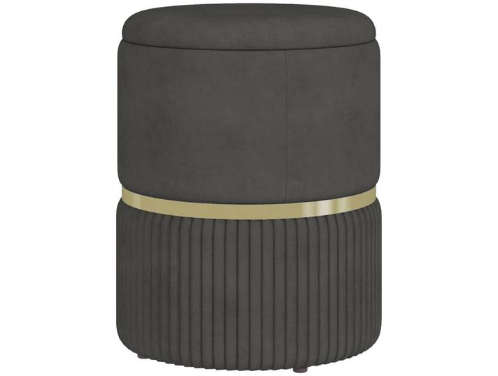 Pouf coffre intégré design velours côtelé acier brossé doré gris