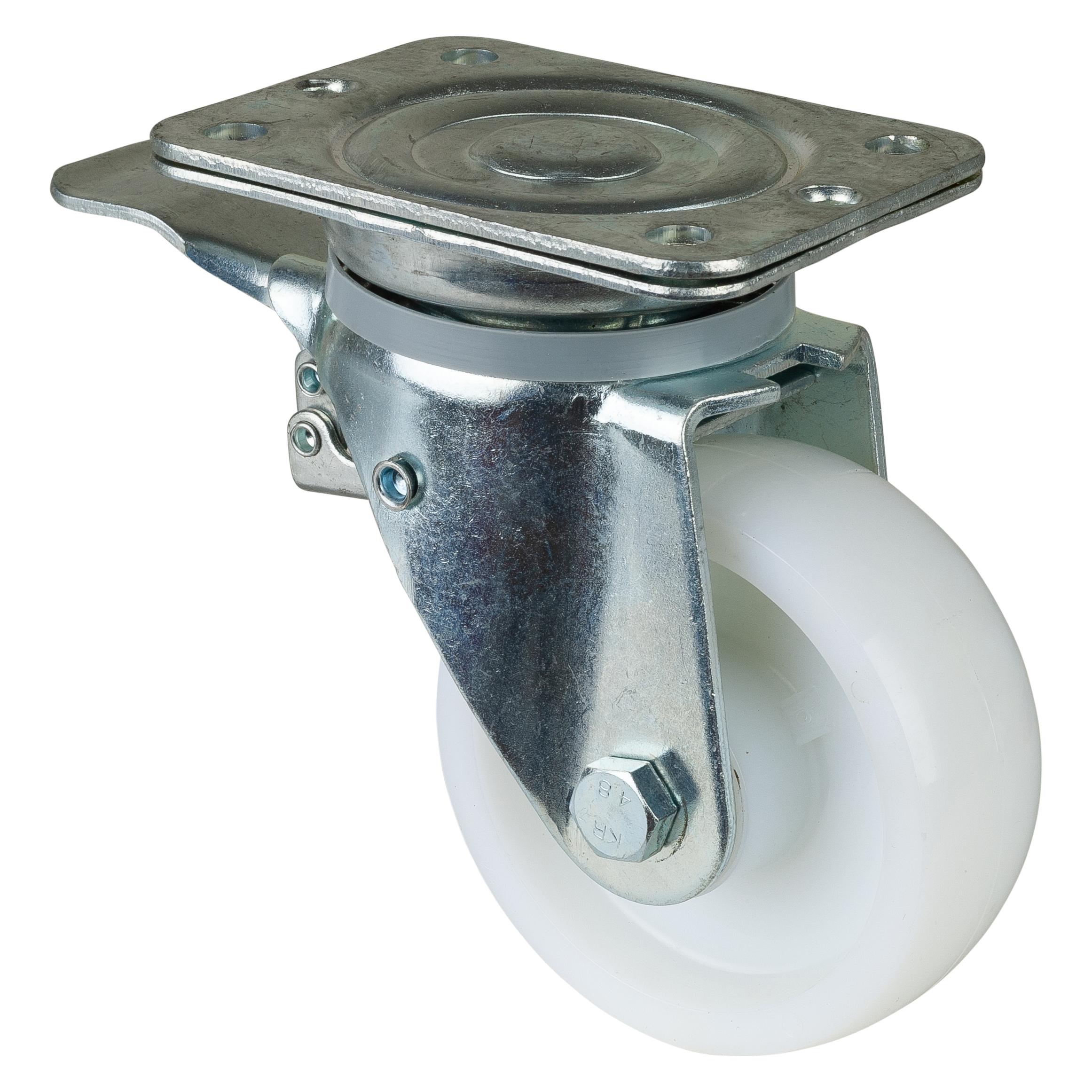 BS Rollen Schwerlastlenkrolle Rad-Ø 125 mm Tragfähigkeit 600 kg mit Feststeller Kunststoff 138x110mm (N120.B10.127)