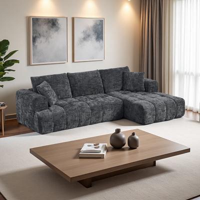 ZWYO HOSIMU "108.2"" Chenille L-Shaped Sectional Sleeper Sofa with No Assembly Required"