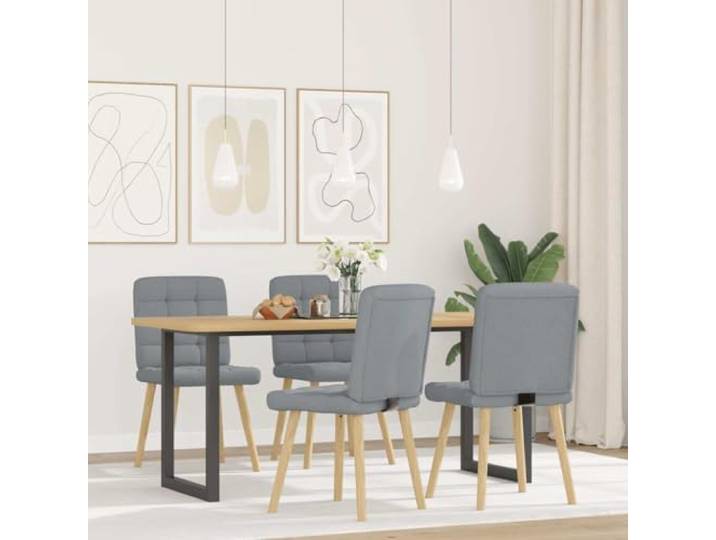 HKLGBVCR Esszimmerstühle, hellgrau, aus Stoff, 4 Stück Weiche Polyesterbeschichtung, Rahmen aus Metall und Holz, dicker Schaumstoff, Esszimmer, Wohnzimmer