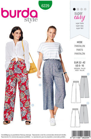 burda Schnitt 6229 "Culotte-Hose"