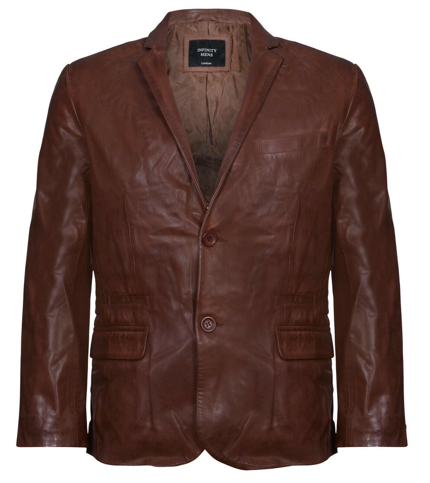 Jacke Lederblazer Weicher italienischer, taillierter Mantel