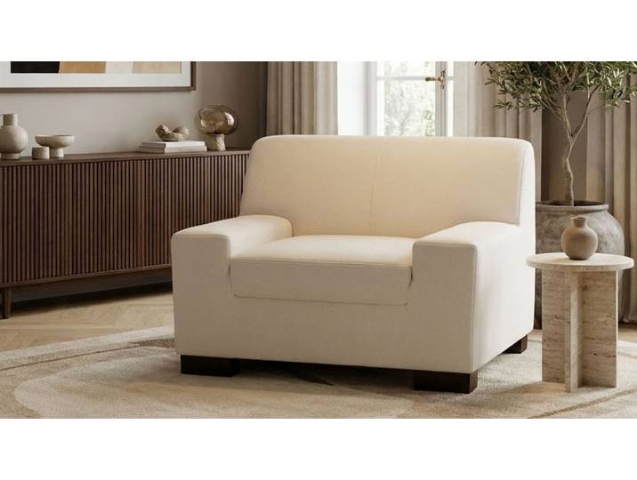Sessel GOODPRODUCT Faxxe 101 x 85 cm, stabile Konstruktion , weiss (creme), B:101cm H:74cm T:85cm, 100% Polyester, Sessel, Sessel, aus pflegeleichtem, weichem Bezugsstoff