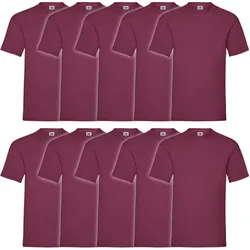 10er Pack Fruit of the Loom Valueweight T-Shirt, burgund, L