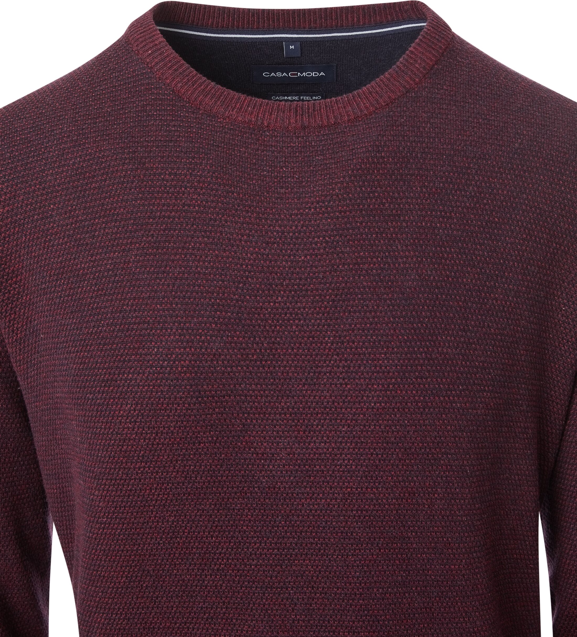 Strickpullover CASAMODA "CASAMODA Pullover uni", Herren, Gr. M, rot (bordeauxrot), 100% Baumwolle, Pullover Strickpullover