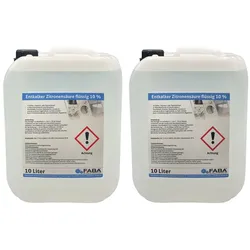 FABA Chemie Entkalker flüssig, vielseitig anwendbar, Kaffeevollautomat, Zitronensäure 10% , 2 x 10 Liter