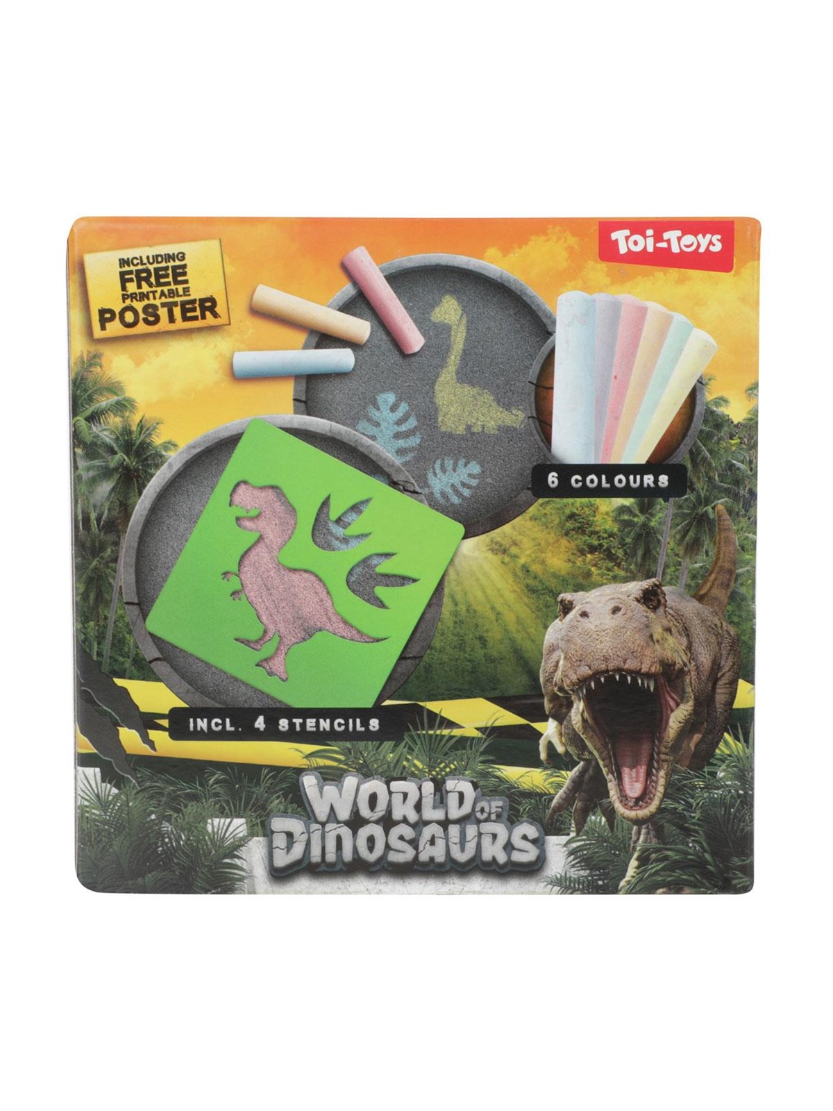 World of Dinosaurs Sidewalk Chalk Dino with Stencils 10pcs.