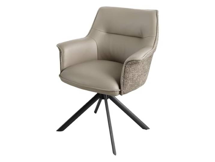 Riess Ambiente Stuhl LE Grand - Taupe - Strukturstoff Echtleder Metall Auto-Return-Funktion, hoher Komfort, bequeme Polsterung, langlebig, stabil