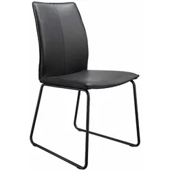 Leder Esszimmerstuhl in Schwarz Metallbügeln (2er Set)