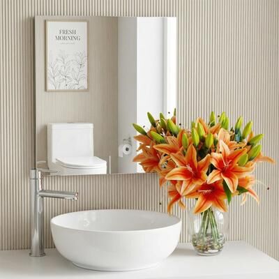 Garvee Artificial Lily Flower, Lifelike Pink Fake Lilies in Vase with Faux Water, Artificial Floral Arrangements