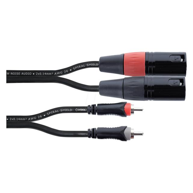 Cordial EU 1,5 MC XLR Verbindungskabel (2x XLR-Stecker 3 polig - 2x Cinch-Stecke (1.50 m, Cinch Kabel, XLR Kabel) (14848)