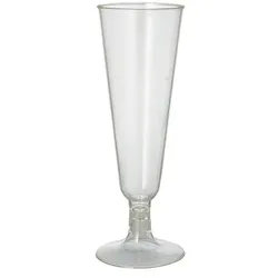 240x Stiel-Gläser für Sekt, PLA `pure` 0,1 l glasklar mit glasklarem Fuß Einweg Sektgläser Bio