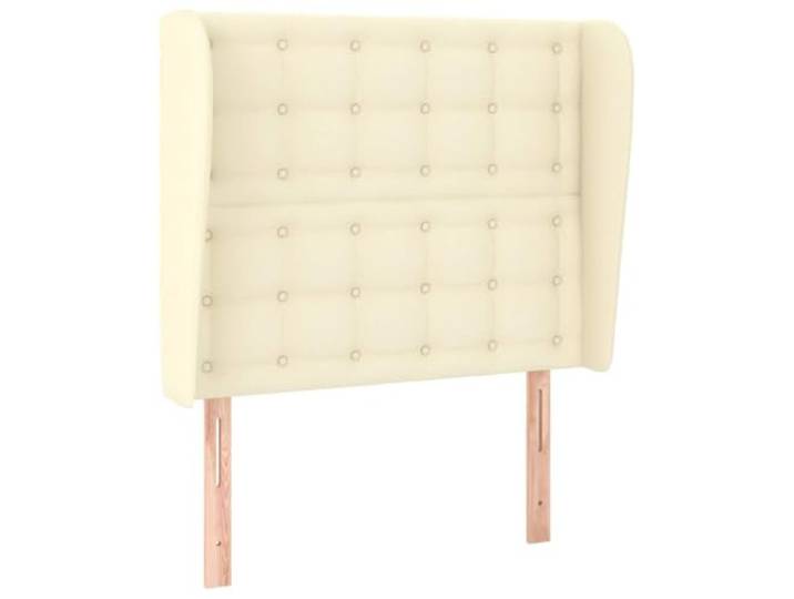Makastle Kopfteil mit Ohren Creme 103x23x118 cm Kunstleder Höhenverstellbar