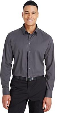 Devon & Jones DG535 Men's CrownLux Performance Tonal Mini Check Woven Dress Shirt in Carbon size Large   Nylon/Spandex Blend