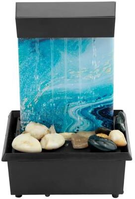 Uplifted Goods Mini Indoor Tabletop Fountain With LED Light For Home And Office Decor light Blue