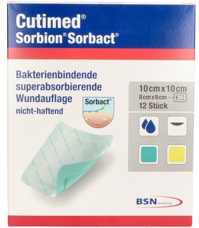 Cutimed Sorbion Sorbact Wundauflage 10x10 cm 12stk
