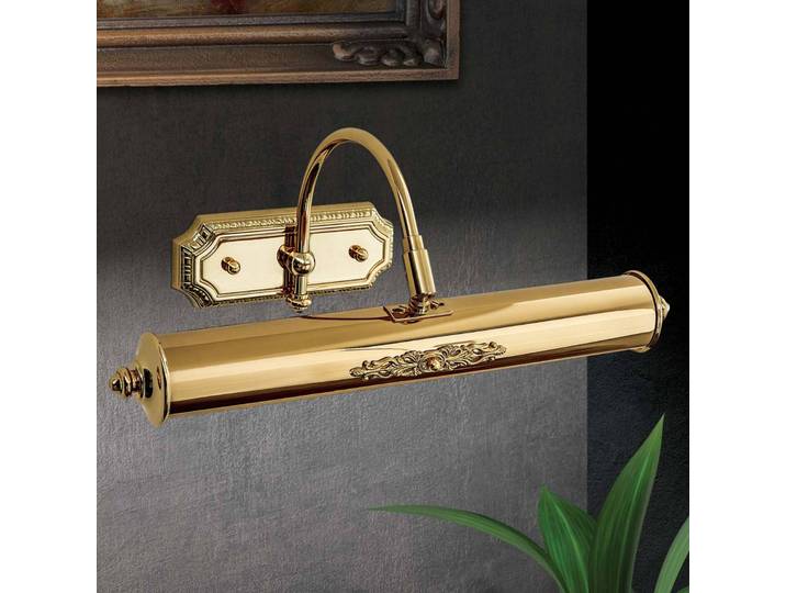 ORION Vergoldete Bilderleuchte Gustav aus Messing, 40 cm Gustav, dimmbar, messing / gold, für Wohn- / Esszimmer, Messing, Antik