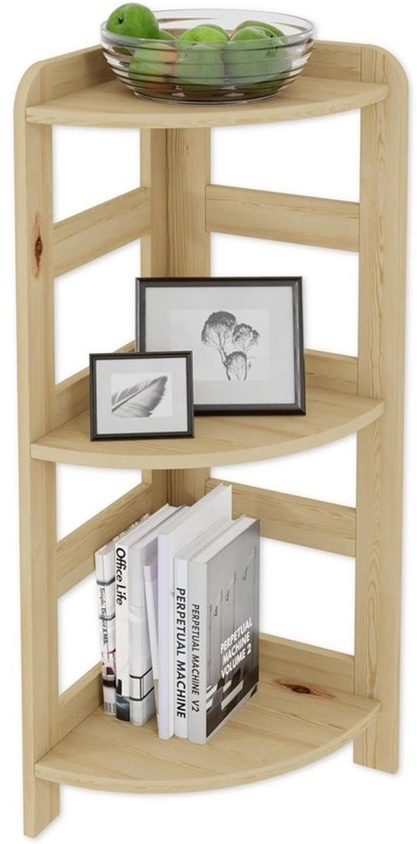 Lichtbeige houten wandrek of staand rek van grenen met 3 verstelbare planken