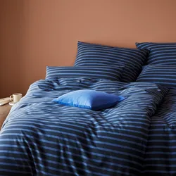 elegante Soft- Flanell Bettwäsche 'Inverness' 135 x 200 cm Navy - Blau