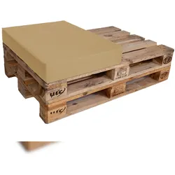 TexDeko Halbes Palettenkissen 60x80x12cm Loungekissen Wasser-& schmutzabweisend, abnehmbarer Bezug mit Reißverschluss, waschbar (Creme)