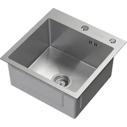 SPÜLBECKEN aus Edelstahl 45x45 cm mit Siphon