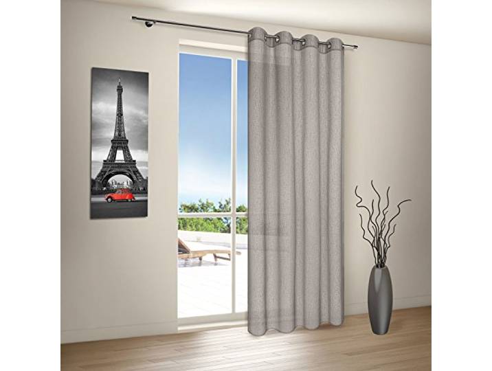 Vorhang / Gardine / Ösenschal IBIZA / B/H: 140x235cm / Halbtransparente Qualität / Effekt-Webware / grau