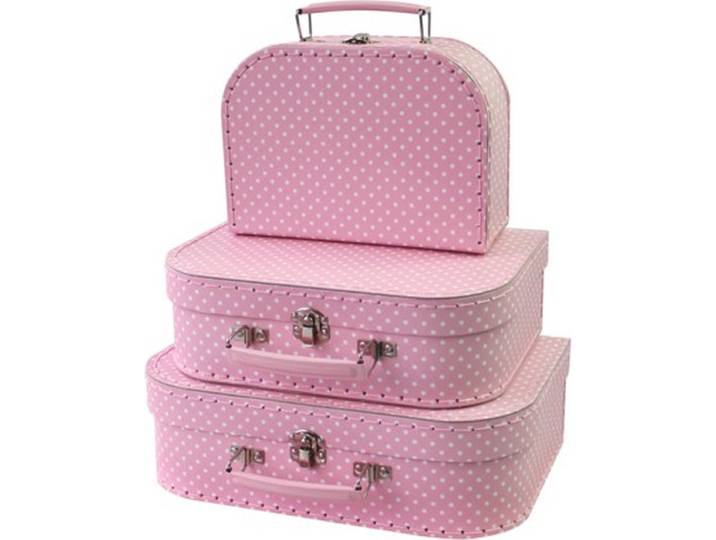 Simply for Kids - Kofferset - 3 koffertjes - Roze met witte stippen